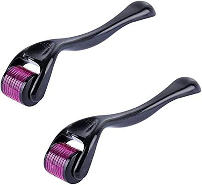 Derma Roller Hair Growth Roller, Set of 2 Titanium 540 Micro Needle Roller, Face Neck Hair Growth and Body 0.5mm